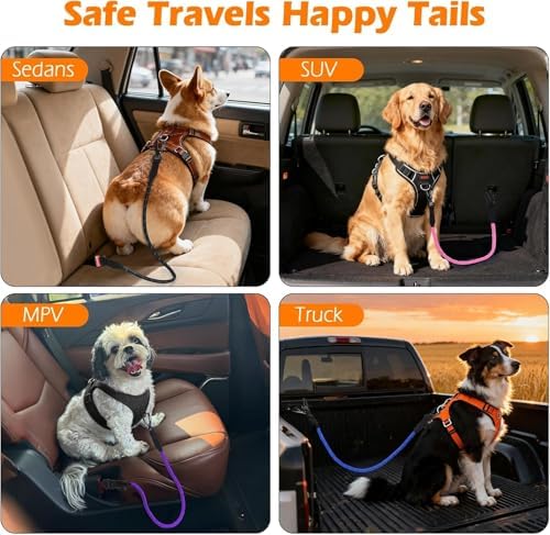 PetBonus 2 Packs Dog Seat Belt for Car, Rope Dog Car Harness for Vehicle - Image 5