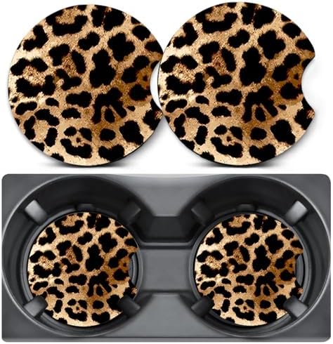 2 Pack Leopard Print Car Coasters by Unknown