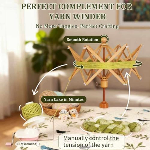 SPEENSUN Foldable Beech Wood Yarn Swift, 4-Step Setup Umbrella - Image 2