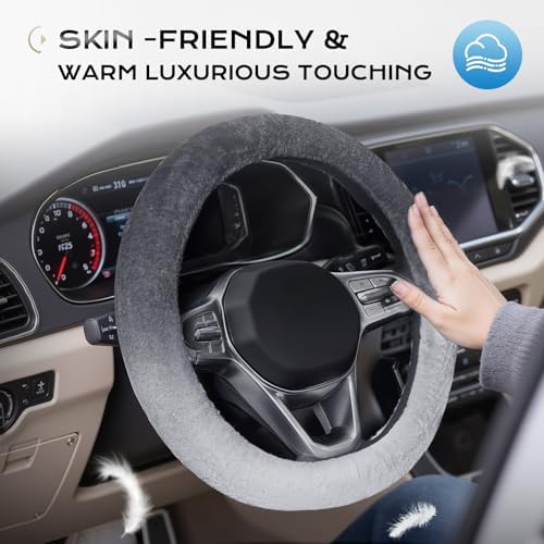 Coverado Steering Wheel Cover, Anti-Slip Fluffy Car Steering Wheel Cover - Image 3