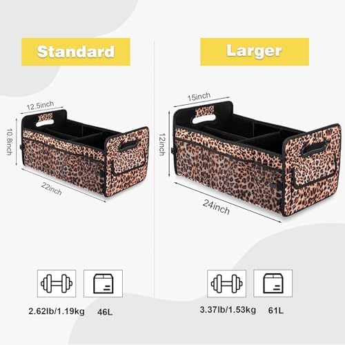 Car Trunk Organizer, Collapsible Car Organizers Storage Large Leopard Print - Image 2
