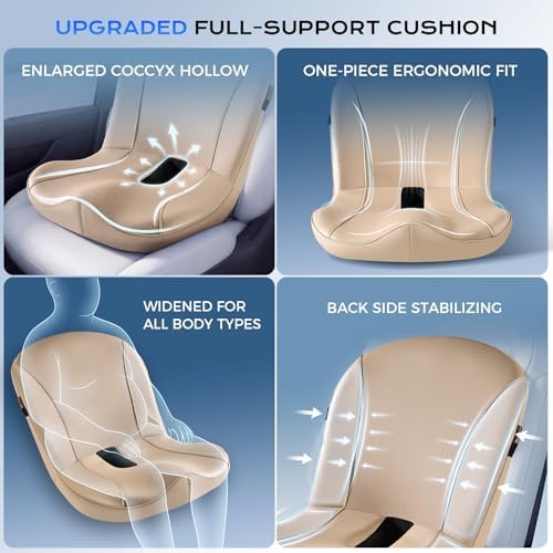 Coverado Car Seat Cushion and Lumbar Support Pillow One Piece, Napa Leather - Image 3