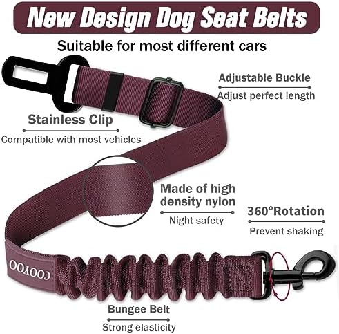 COOYOO Dog Seat Belt, 3 Piece Set Retractable Dog Car Adjustable Seatbelts - Image 3