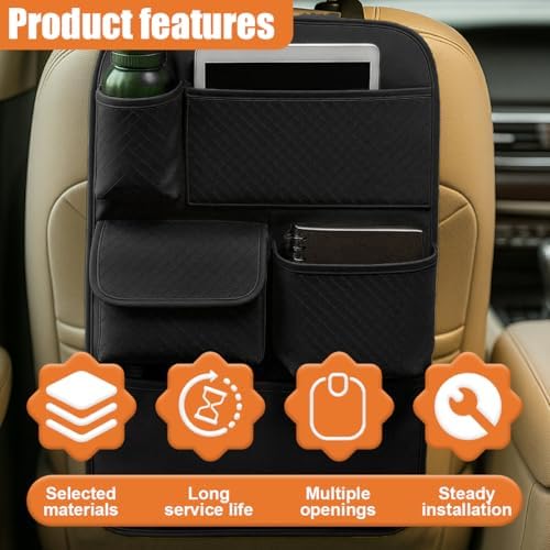Car Backseat Organizer, Leather Auto Seat Back Kick Mats Protector, Travel - Image 5