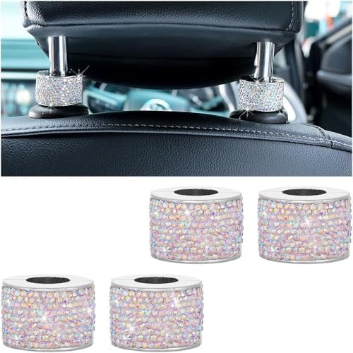 4PCS Crystal Rhinestone Bling Car Headrest Collars, Automotive Magnetic by MINGZAIQIPEI