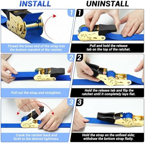 Ohuhu Ratchet Tie Down Straps 1" x 15' - Image 6