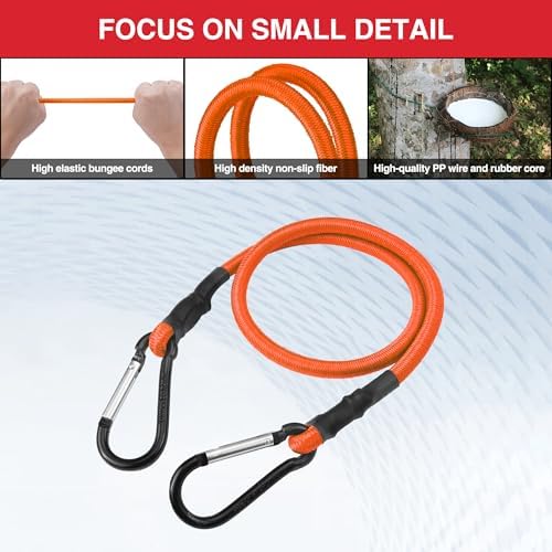 WORKPRO 24" Bungee Cords with Hooks, 4 Pack Heavy Duty Outdoor Bungee Strap - Image 4