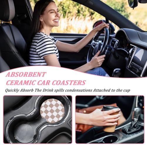 2Pcs Car Coasters for Cup Holders, Absorbent Ceramic Car Cup Coaster - Image 4