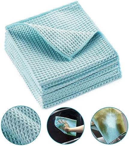 8 Pack Waffle Weave Microfiber Towels, Premium 3D Mesh Waffle Weave Quick by MAKUANG
