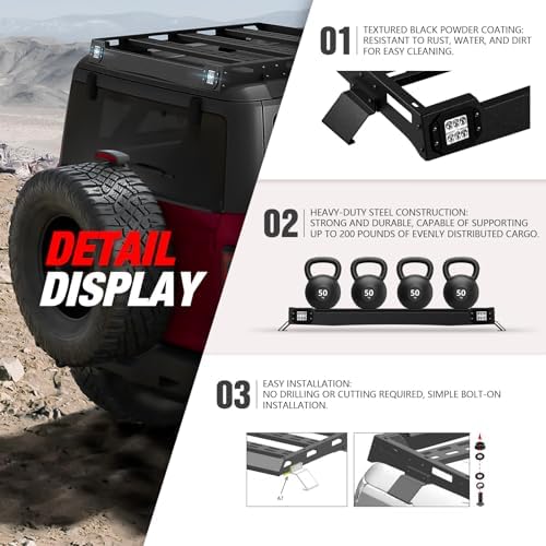 YZONA Bronco Half Short Roof Rack Rear Cargo Basket - Image 5