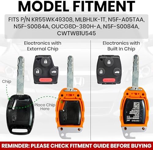 Key Fob Shell Case for Honda Accord 2003-2012, Civic EX 2006-2013, Pilot - Image 6