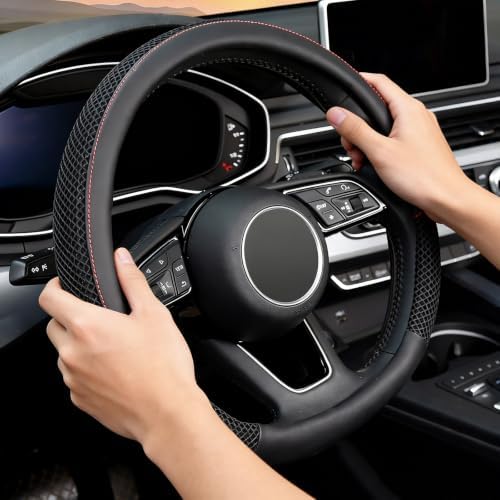 KAFEEK D Shape Steering Wheel Cover, Universal 15 inch - Image 4