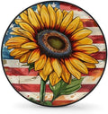 Spare Tire Cover for RV Trailer, American Flag Sunflowers Flower Waterproof Sun by cfpolar