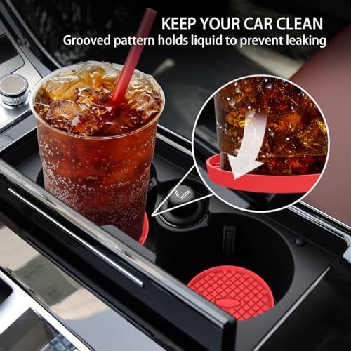 ME.FAN Car Cup Holder Coasters Silicone Auto Mug Mats, Universal Non-Slip - Image 2