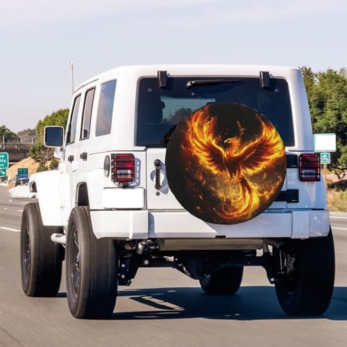KiuLoam Fire Phoenix Spare Tire Cover Polyester Universal Sunscreen Waterproof - Image 3