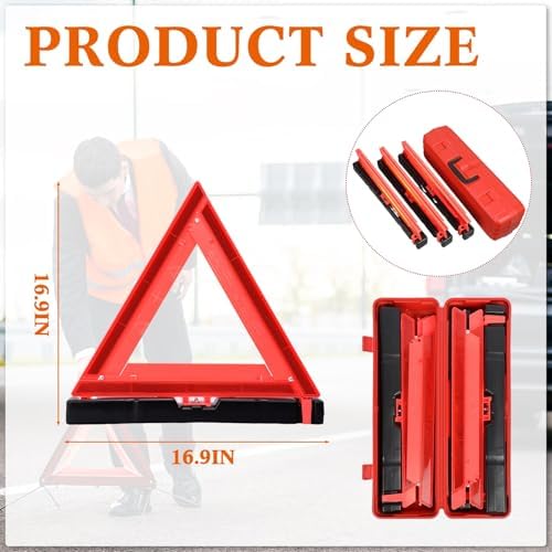 Kanayu 9 Pcs Warning Triangles Dot Reflective Foldable Emergency Safety - Image 2