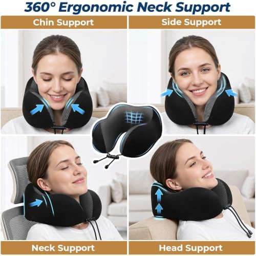 ExploreBliss Travel Pillow, Memory Foam Neck Pillow Airplane - Image 4