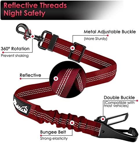 SlowTon Dog Car Seat Belt, 3 in 1 Latch Bar Attachment Dog Safety Seatbelt - Image 5