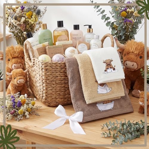 Peryiter 3 Pack Highland Cow Decorative Bath Towel Set - Image 4