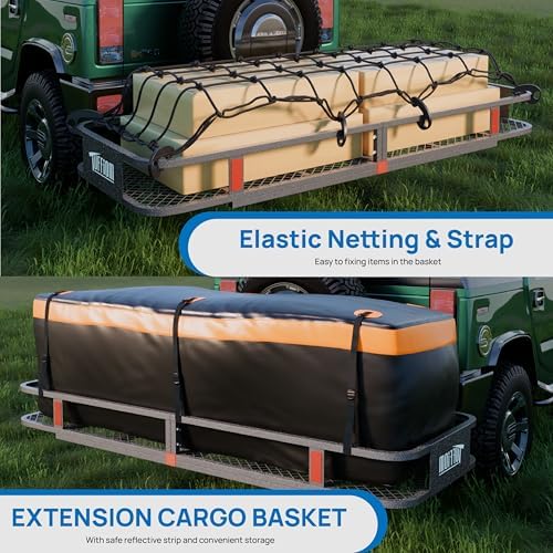 TUFFIOM Folding 500lbs Steel Hitch Mount Basket Cargo Carrier, Waterproof Cargo - Image 4