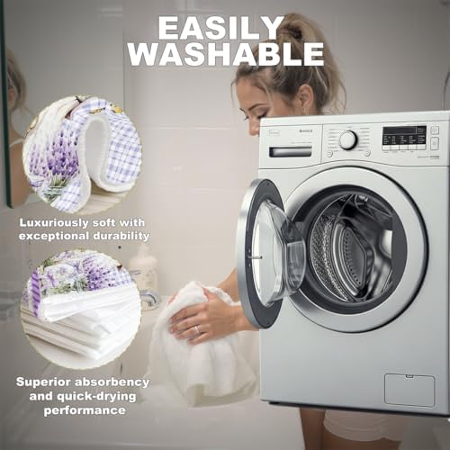 Lovdazzles 2 Pcs Purple Lavender Kitchen Towels Decorative Tea Towel - Image 3