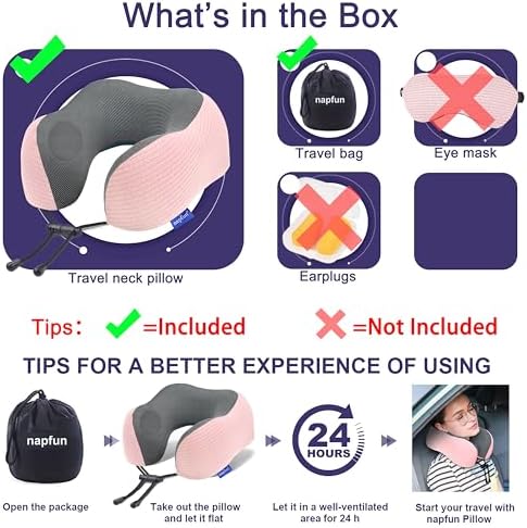 napfun Neck Pillow for Travel, Memory Foam Airplane Pillow - Image 5