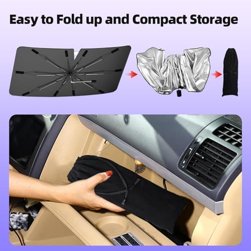 Windshield Sun Shade Umbrella, Scratch-Free Sunshade - Image 5