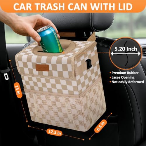 Vankor Car Trash Can with Lid Leak Proof Car Accessories - Image 2