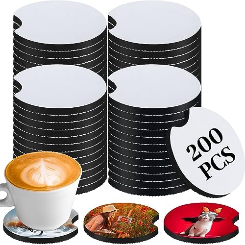 Sliner 200 Pcs Sublimation Blank Car Coasters Bulk, 2.75 Inch by Sliner
