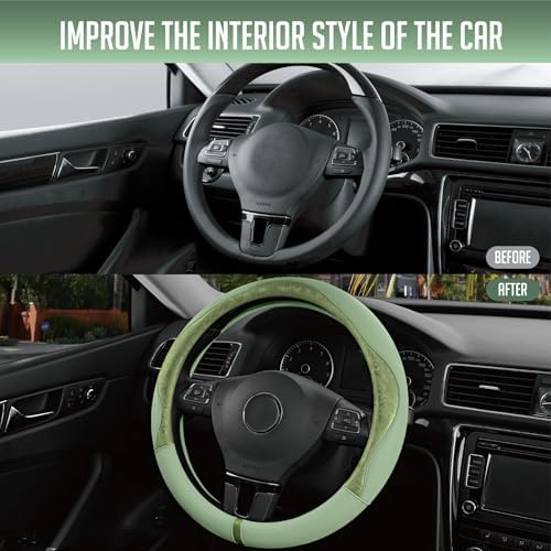 PIC AUTO Steering Wheel Cover, Universal Fit 14.5"–15.5", Soft PU Grain Leather - Image 6