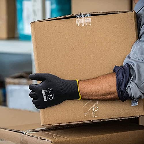 DULFINE Safety Work Gloves for Men 12 Pairs, Ultra-Thin PU Coated Black XS - Image 4