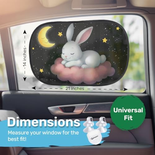 GENANY Sleeping Rabbit Car Side Window Sun Shades 2 Piece 21 x 14 Inch - Image 6