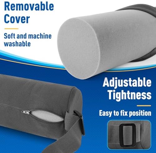 CushZone Memory Foam Lumbar Roll Support Pillow, Large Gray - Image 4