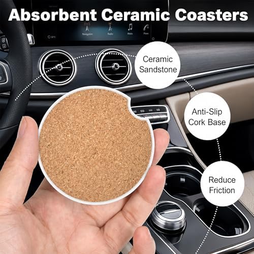 Dragonfly Car Coasters for Cup Holders, 2 Pack Absorbent Ceramic Car Cup Holder - Image 4