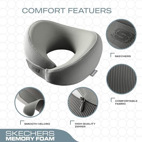 Skechers Memory Foam Neck Pillow, Comfortable & Breathable Travel Pillow - Image 3