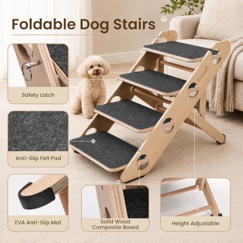 2-in-1 Dog Stairs/Ramp with 4 Steps, 2 Adjustable Height Pet Steps - Image 5