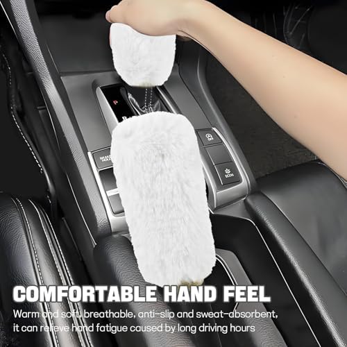 Hovom 2PCS Fluffy Car Gear Shift Knob Cover & Handbrake Cover - Image 4