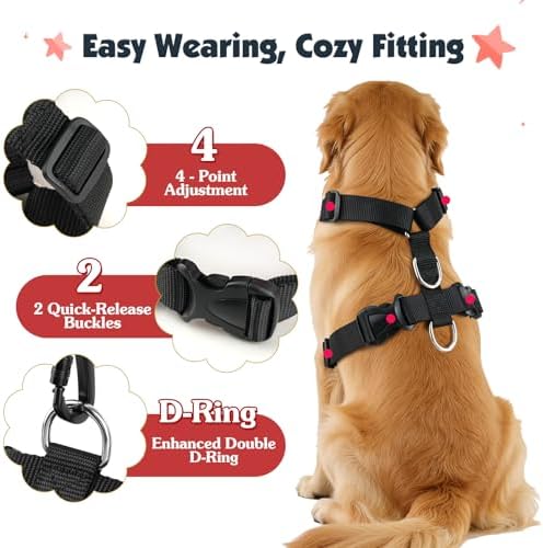 Pawaboo Dog Seat Belt Harness for Car, Seatbelt Harness - Image 5