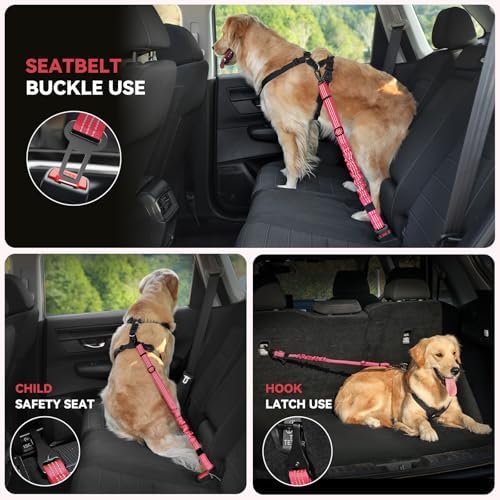 Pawaboo Dog Seatbelt for Car, 3-in-1 Dog Seat Belt Bungee, Shockproof Dogs - Image 4