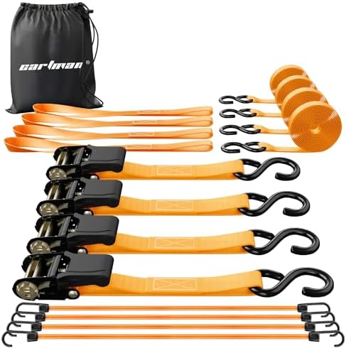 CARTMAN 4-Pack 1" x 15 ft Ratchet Tie-Down Straps by CARTMAN