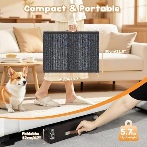 Pawaboo Dog Ramp for Couch Foldable, 5 Ajustable Height from 9.8" to 20.5" - Image 4