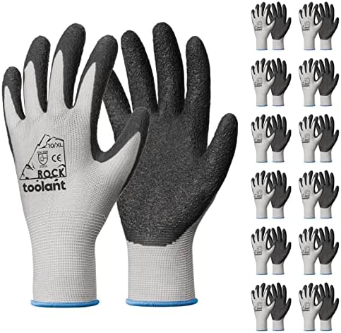 toolant Crinkle Latex Work Gloves, 12 Pairs by toolant