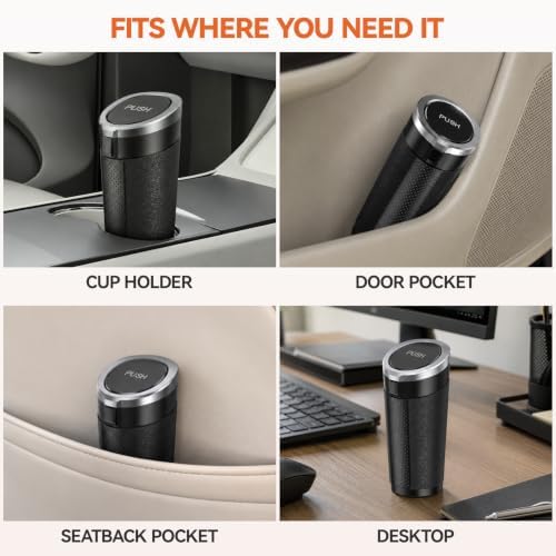 Car Trash Can with Lid, 2 Pack Mini Cup Holder Trash Can with 60 Bags, 900ML - Image 2