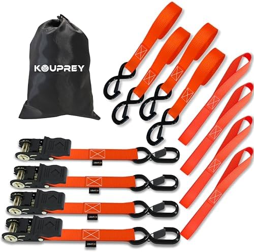 Ratchet Straps, Ratchet Tie Downs，Orange-standard-15ft：4 by KOUPREY