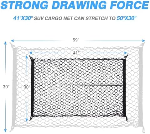 MICTUNING Upgraded 41 x 30 Inch Cargo Net Auto Trunk Rear Cargo Organizer - Image 5