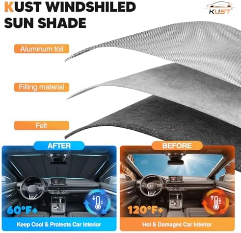 KUST Windshield Sun Shade for Honda CRV 2023-2025 2026 Foldable Thicken Window - Image 5