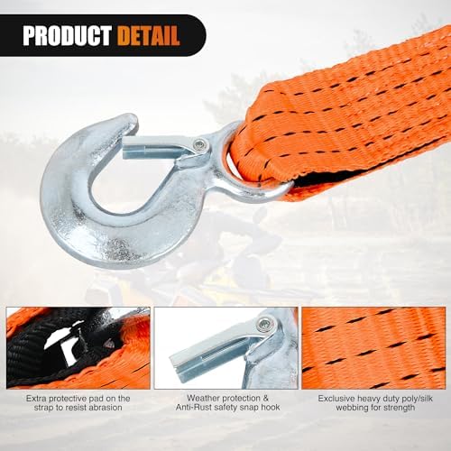 Nilight Tow Strap with Safety Hooks 2”x20’10, 000LBS Breaking Strength - Image 3