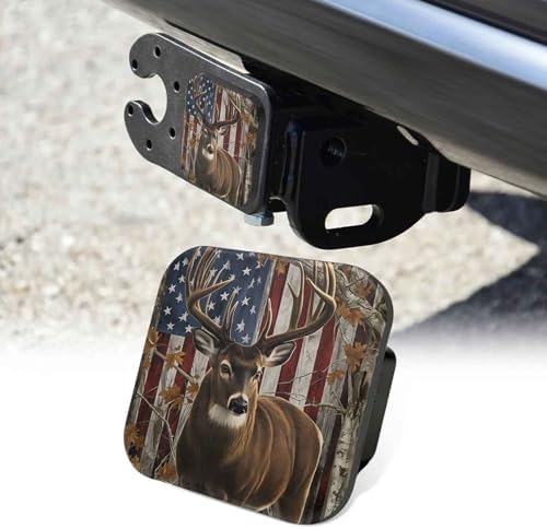 2 Inch Deer USA Flag Trailer Hitch Cover Rubber Receiver Tube Plug Cap by Unknown