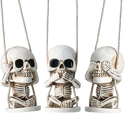 Skull Decor for Rear View Mirror Accessories Spooky Halloween Tree Ornament by Idefair