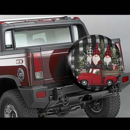 Red Truck with Christmas Gnomes Spare Tire Cover Universal - Image 4